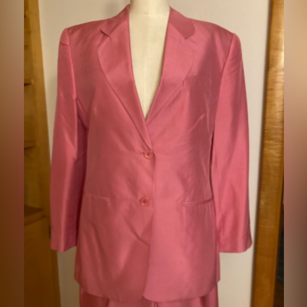 More’lle Lustrous Pink Silk Pant Suit Spring Easter Coords Pastel Contemporary - Picture 4 of 14